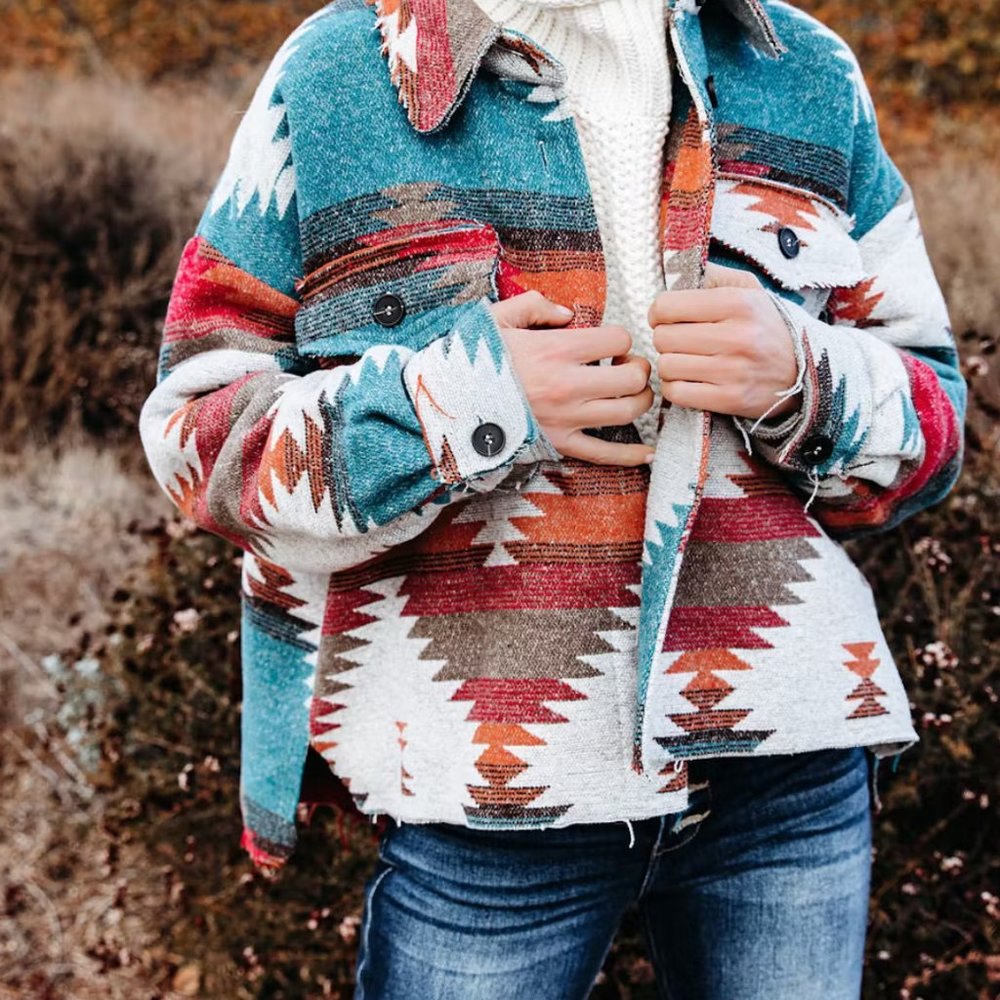 Zion Distressed Button Down Shacket - Rust - image 5